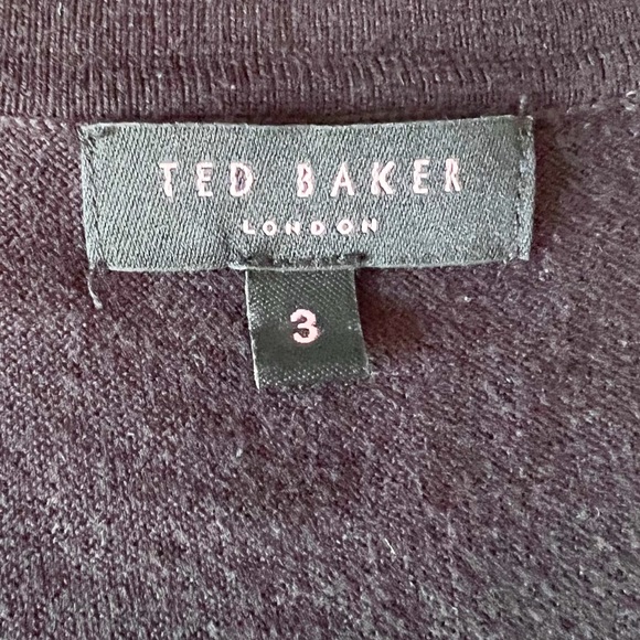 Ted Baker Black Cotton Knit V Neck Ribbon Dress | 3 (M) - Picture 9 of 10